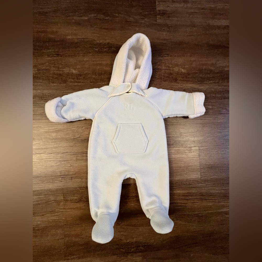 Ralph Lauren Vintage Unisex‎ Hooded Baby Fleece Bunting Snowsuit One Size